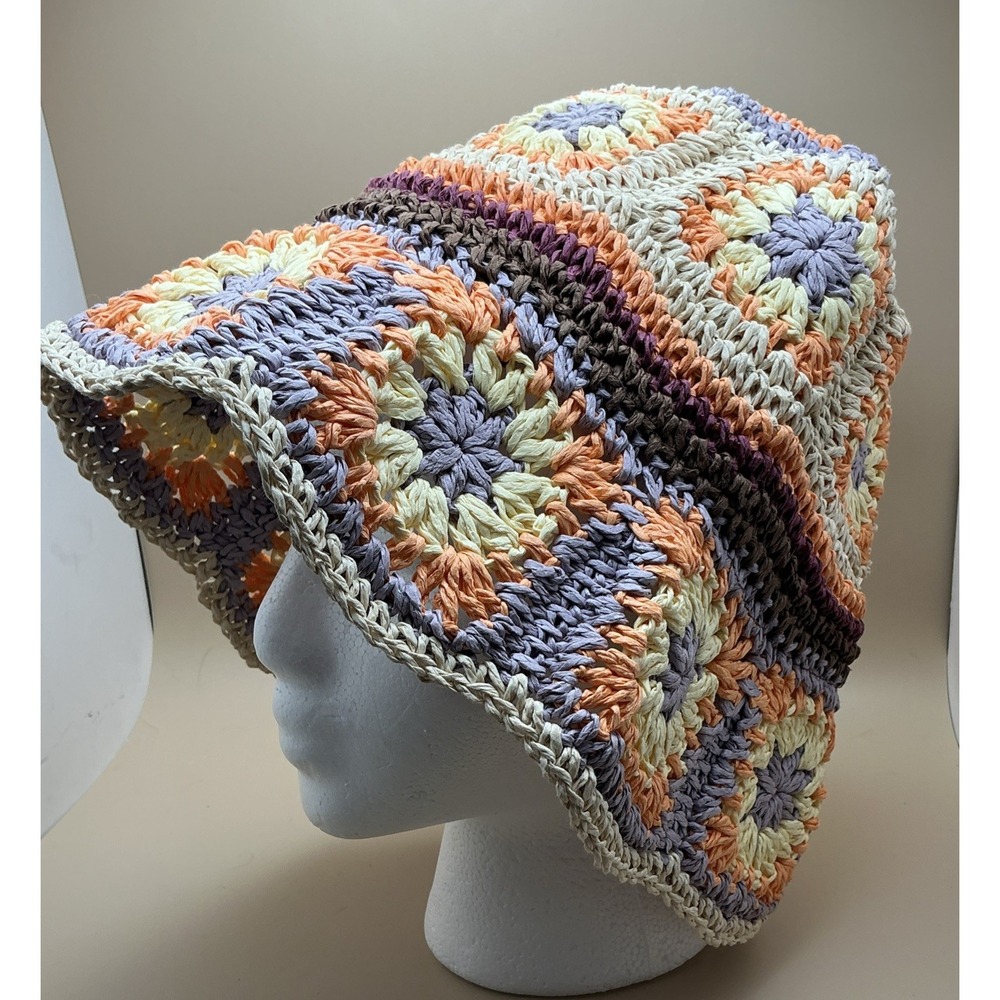 One Size Woven Embroidered Paper‎ Bucket Hat BoHo beachy